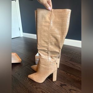 Beige croc boots